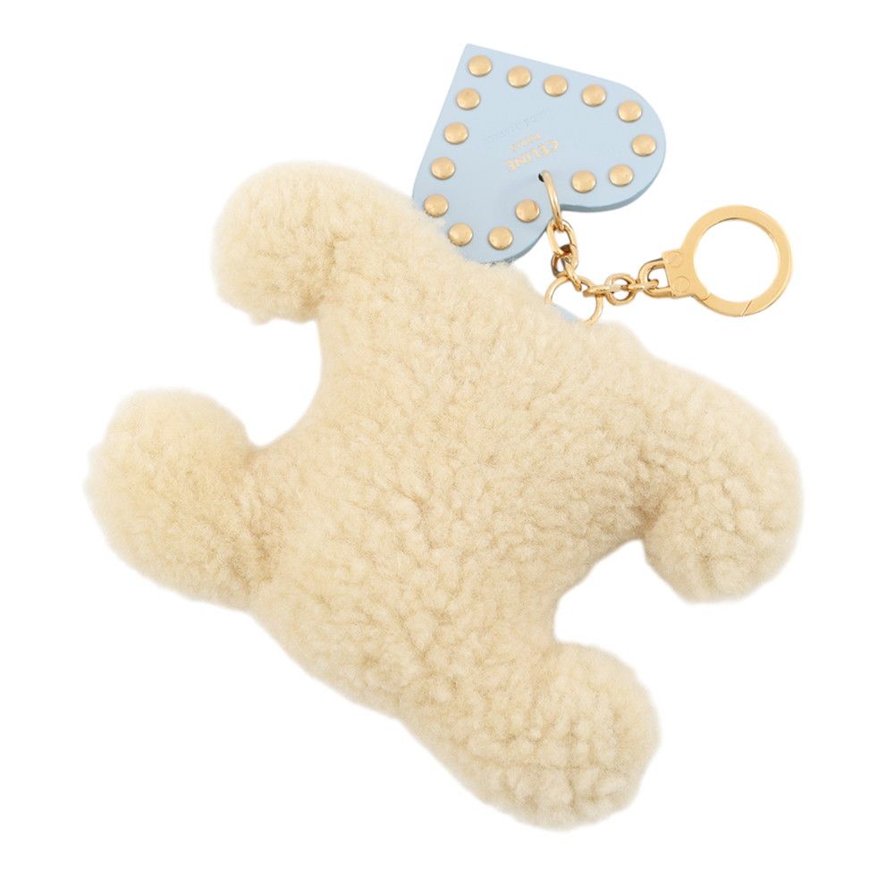 Celine Bag Charm Triomphe Pom Shearling Leather Key Holder — view 3