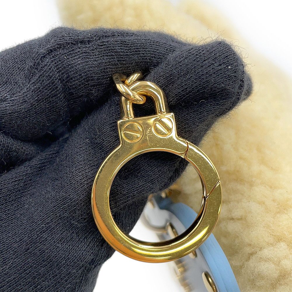 Celine Bag Charm Triomphe Pom Shearling Leather Key Holder — view 6