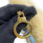 Celine Bag Charm Triomphe Pom Shearling Leather Key Holder — view 6