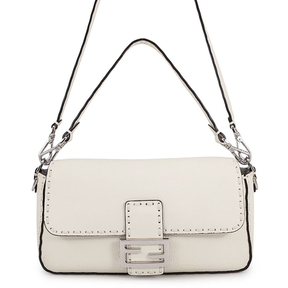 Fendi Handbag Selleria Bucket Calf Leather Bag Shoulder White