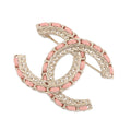 Chanel Brooch CC Logo Chain Motif Metal Leather