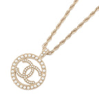 Chanel Necklace CC Logo Circle Faux Pearl