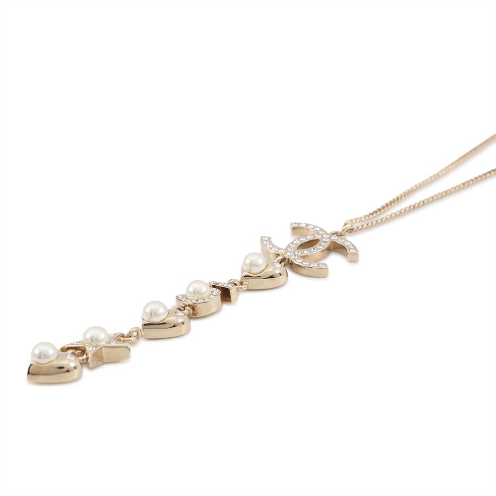 Chanel Necklace CC Logo Star Heart No5 Motif Rhinestone Metal Faux Pearl — view 2