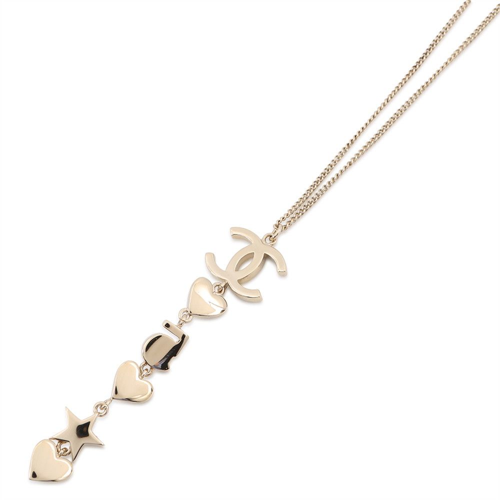 Chanel Necklace CC Logo Star Heart No5 Motif Rhinestone Metal Faux Pearl — view 3
