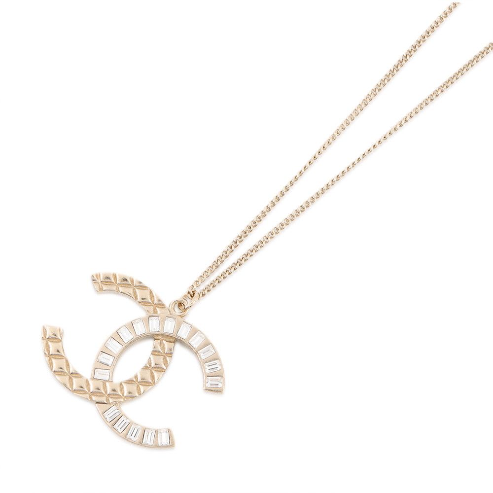 Chanel Necklace Quilted CC Logo Rhinestone
