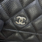 Chanel Chain Wallet Classic Quilted CC Logo Caviar Leather Black Shoulder — view 9