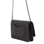 Chanel Chain Wallet Classic Quilted CC Logo Caviar Leather Black Shoulder — view 2