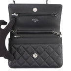 Chanel Chain Wallet Classic Quilted CC Logo Caviar Leather Black Shoulder — view 5