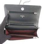 Chanel Chain Wallet Classic Quilted CC Logo Caviar Leather Black Shoulder — view 6