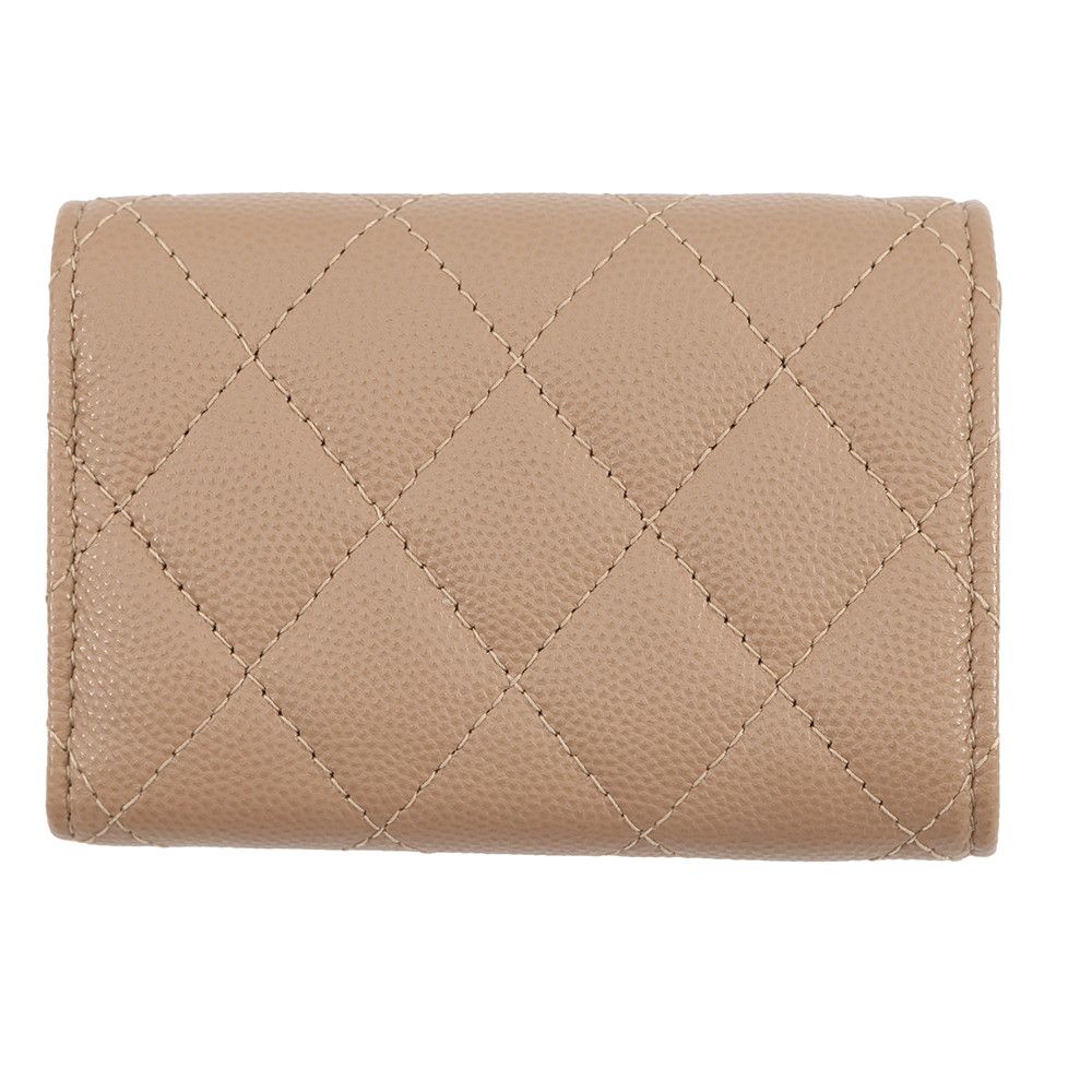 Chanel Trifold Wallet Quilted CC Logo Classic Small Flap Caviar Leather — view 3