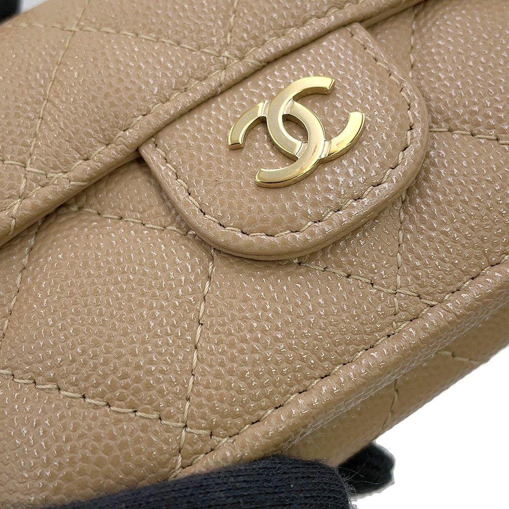 Chanel Trifold Wallet Quilted CC Logo Classic Small Flap Caviar Leather — view 8