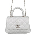 Chanel Handbag CC Logo Quilted Coco Handle Xxs Caviar Leather 2-Way