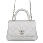 Chanel Handbag CC Logo Quilted Coco Handle Xxs Caviar Leather 2-Way