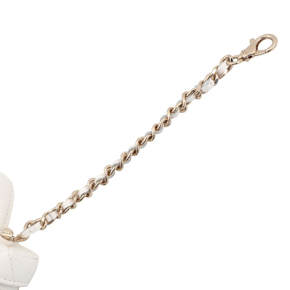 Chanel Charm CC Logo Quilted Classic Mini Bag Caviar Leather Case White — view 4
