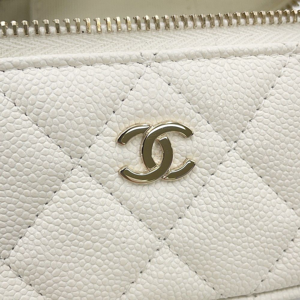 Chanel Charm CC Logo Quilted Classic Mini Bag Caviar Leather Case White — view 7