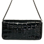 Chanel Shoulder Bag Choco Bar Black Chain Matte Silver Leather — view 3