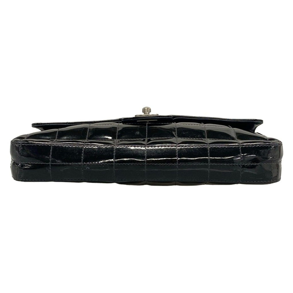 Chanel Shoulder Bag Choco Bar Black Chain Matte Silver Leather — view 5