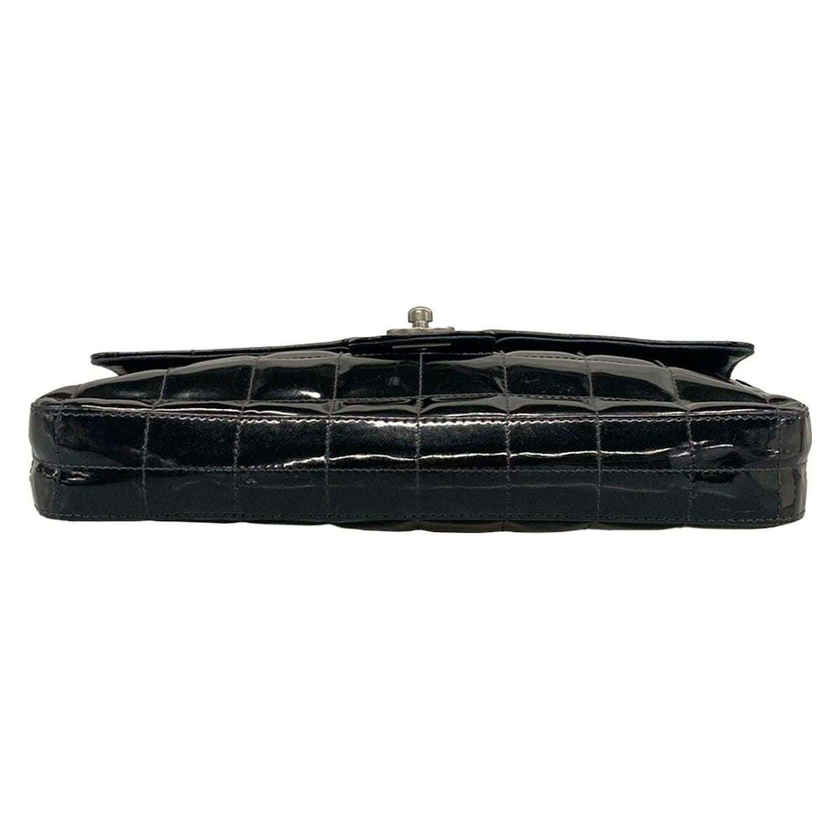 Chanel Shoulder Bag Choco Bar Black Chain Matte Silver Leather — view 5