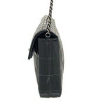 Chanel Shoulder Bag Choco Bar Black Chain Matte Silver Leather — view 4