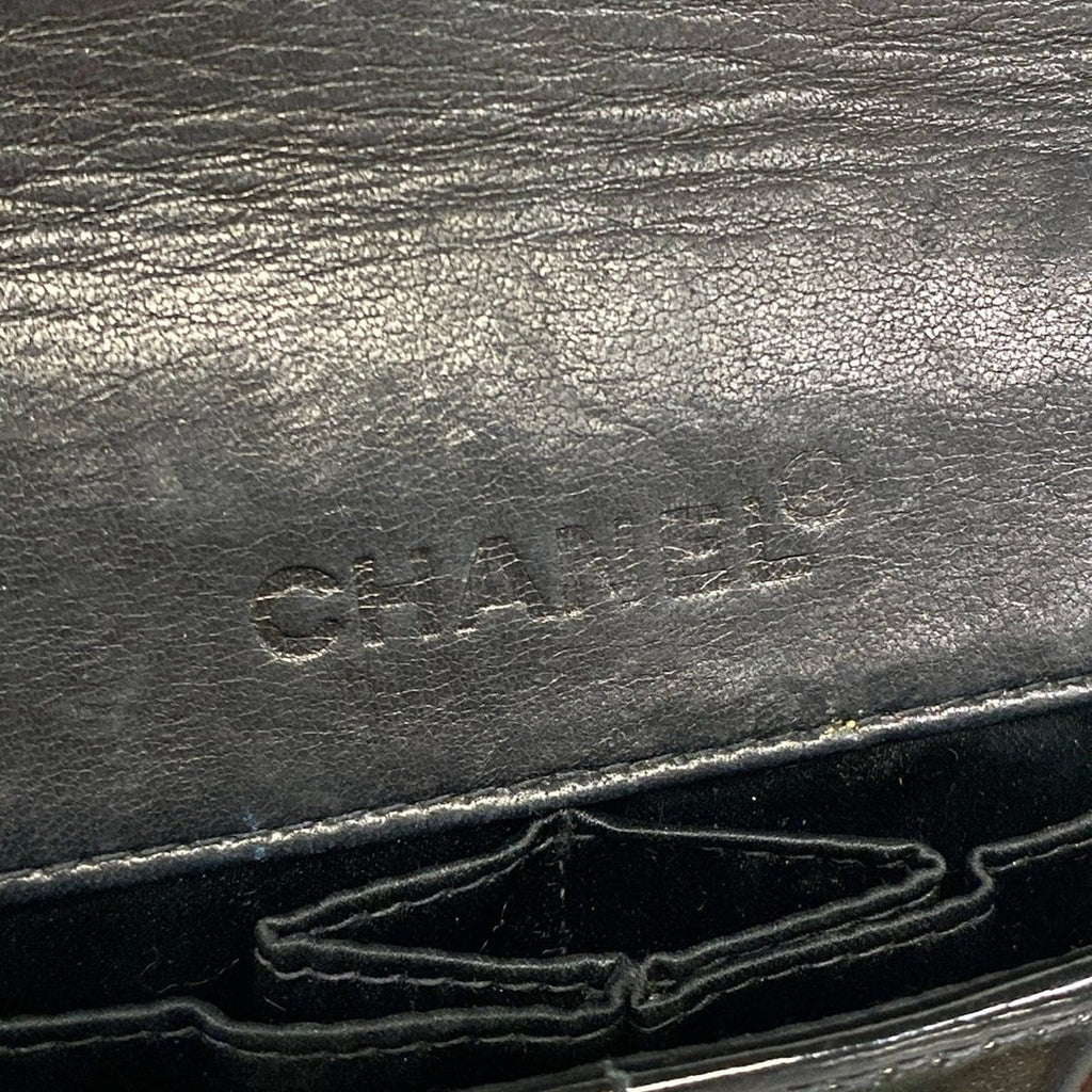 Chanel Shoulder Bag Choco Bar Black Chain Matte Silver Leather — view 9