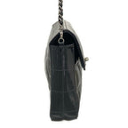 Chanel Shoulder Bag Choco Bar Black Chain Matte Silver Leather — view 2