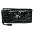 Chanel Shoulder Bag Choco Bar Black Chain Matte Silver Leather