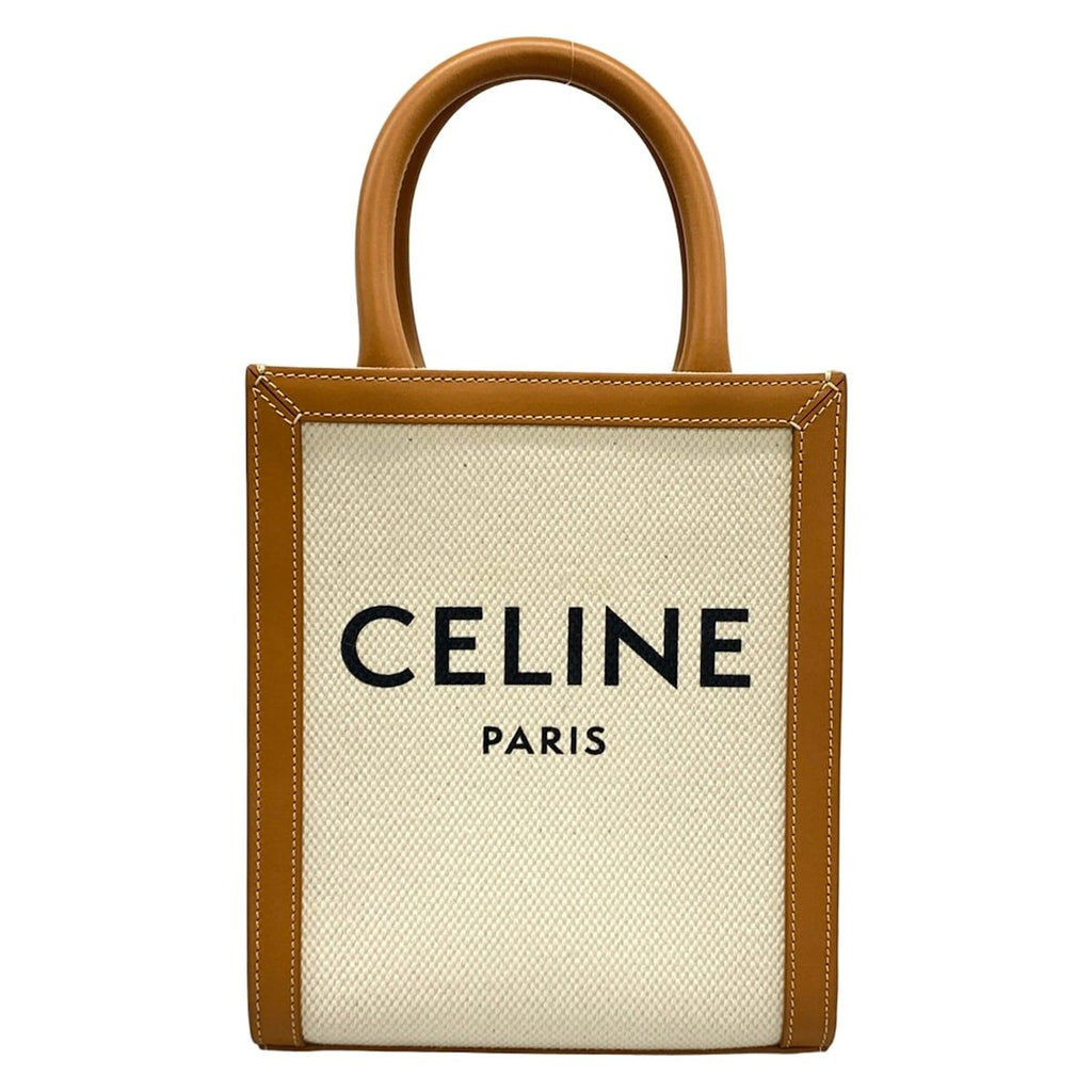 Celine Handbag Mini Vertical Cover Ivory Brown Leather