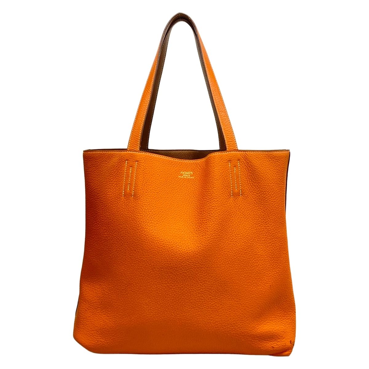 Hermes Tote Double Sens 45 Orange Gold Reversible