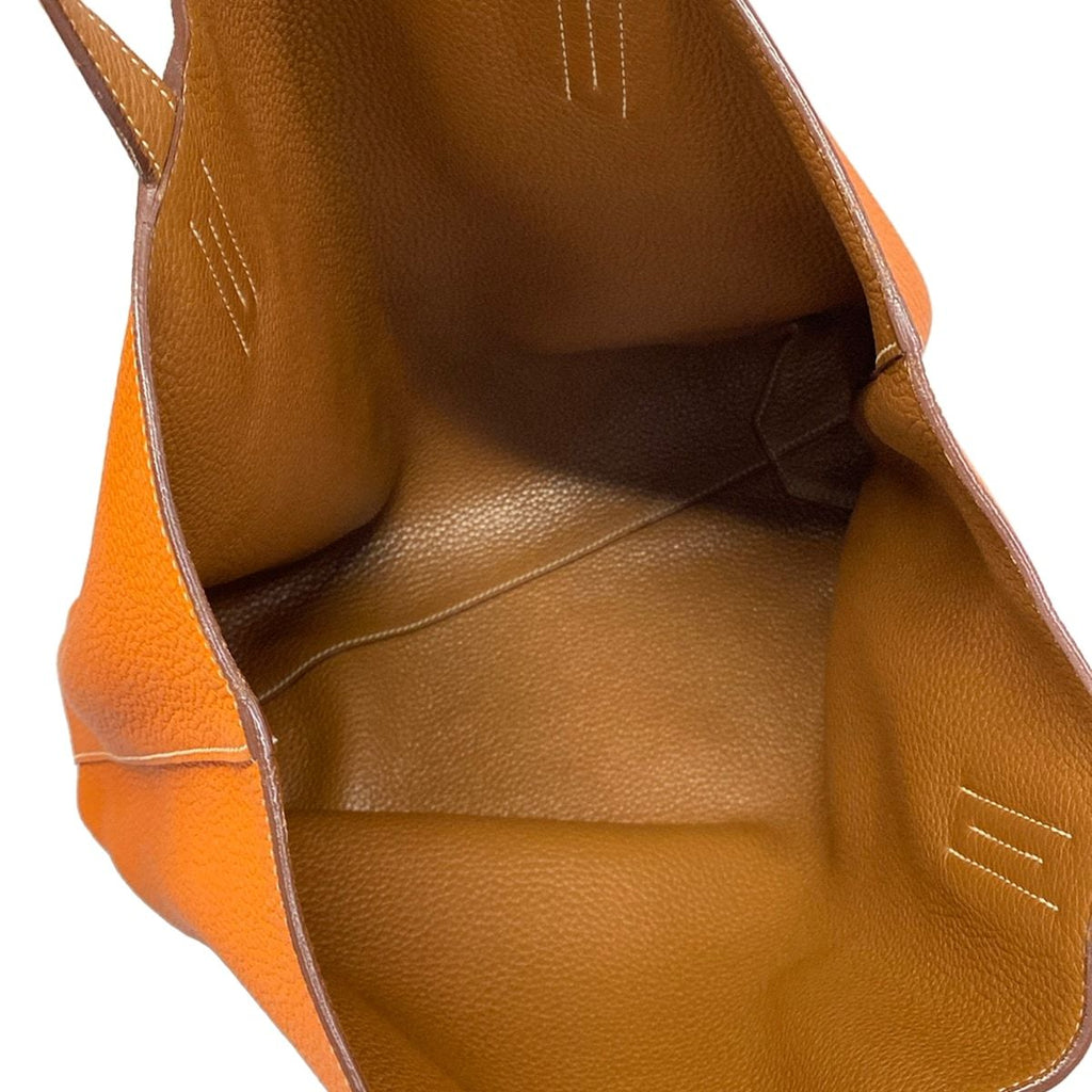 Hermes Tote Double Sens 45 Orange Gold Reversible — view 7
