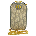 Dior Shoulder Bag Logo Glam Light Gray Dark Chain Smartphone Pochette