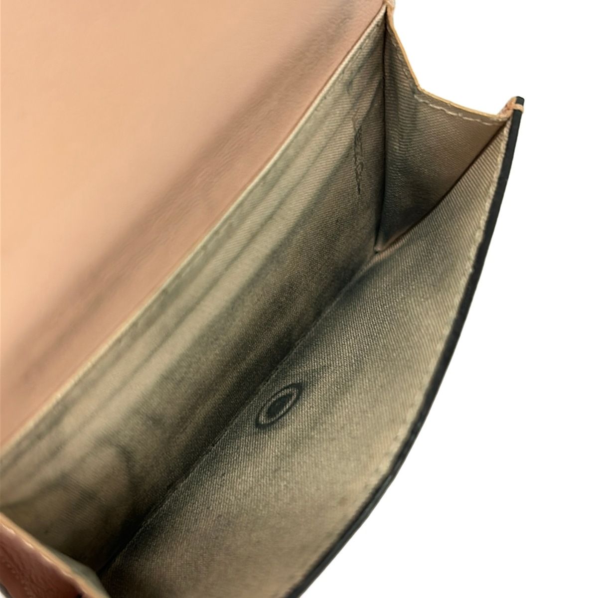 Fendi Card Case Zucca Pattern Pink Beige Embossed Coin Leather — view 4