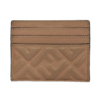Fendi Card Case Zucca Pattern Pink Beige Embossed Coin Leather — view 2