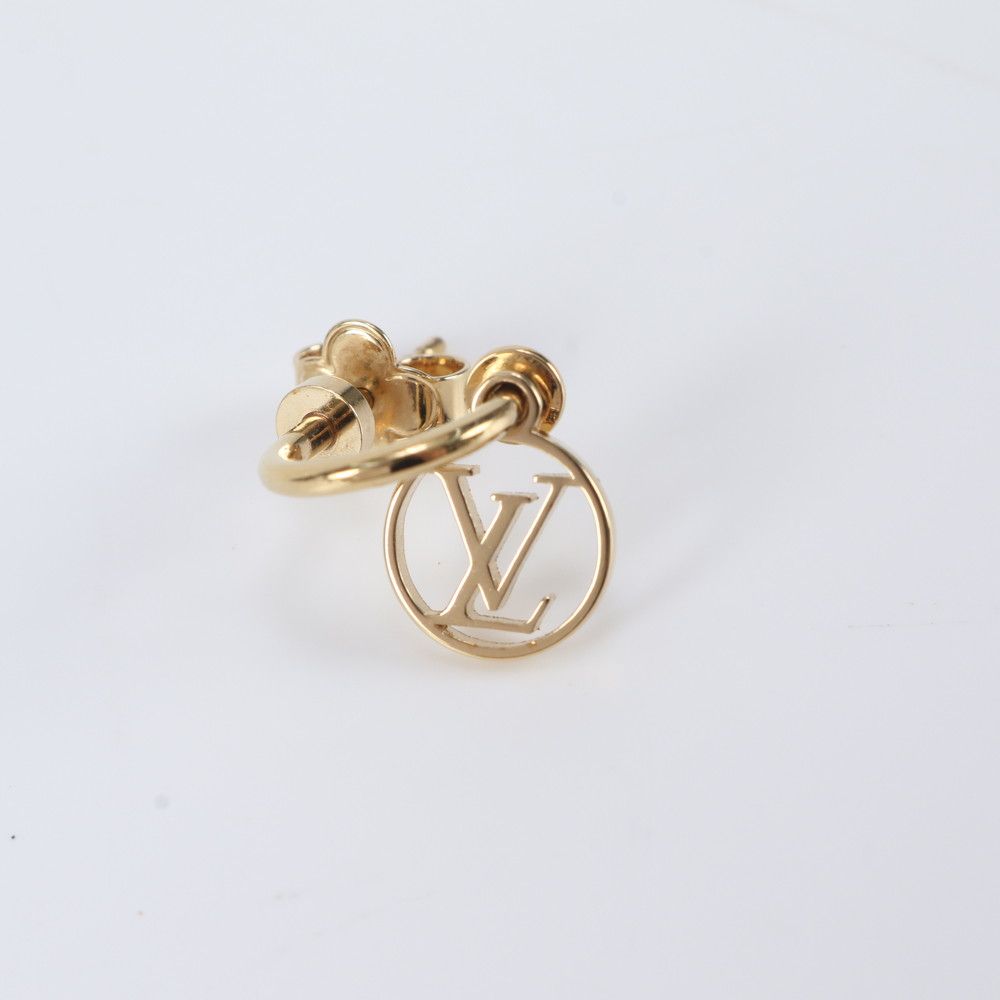 Louis Vuitton Earrings Blue Gold Monogram Flower LV Circle — view 3