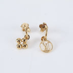 Louis Vuitton Earrings Blue Gold Monogram Flower LV Circle