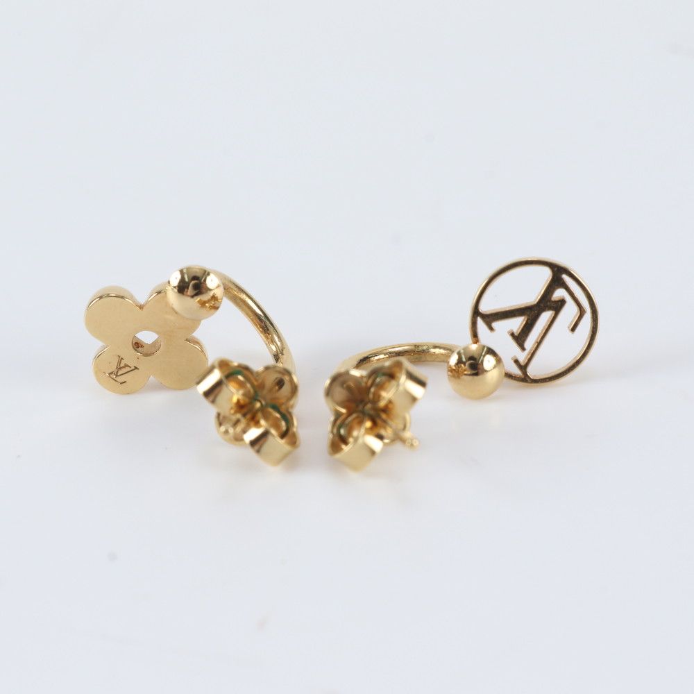 Louis Vuitton Earrings Blue Monogram Flower LV Circle — view 2