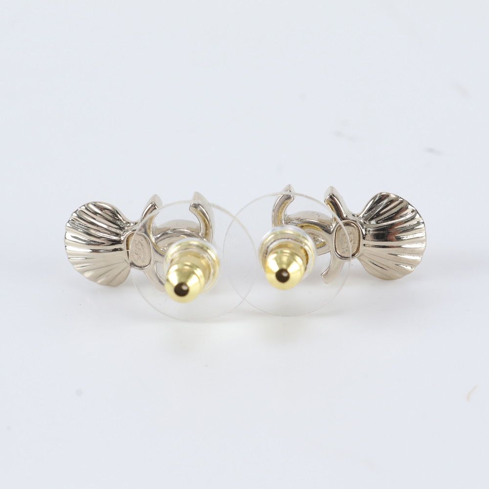 Chanel CC Logo Faux Pearl Seashell Earrings — view 3