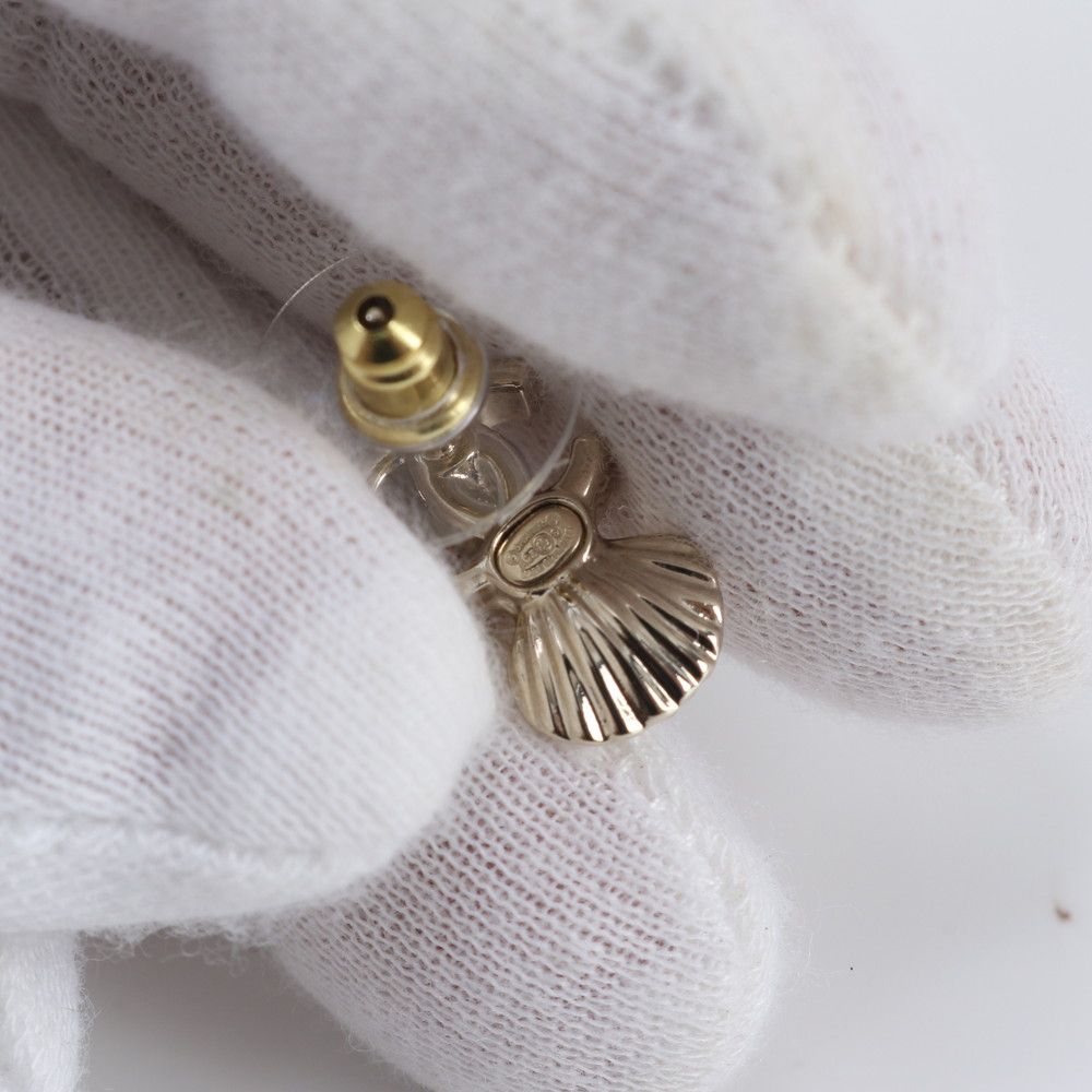 Chanel CC Logo Faux Pearl Seashell Earrings — view 4