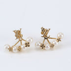 Louis Vuitton Mini Gram Pearl Earrings Gold