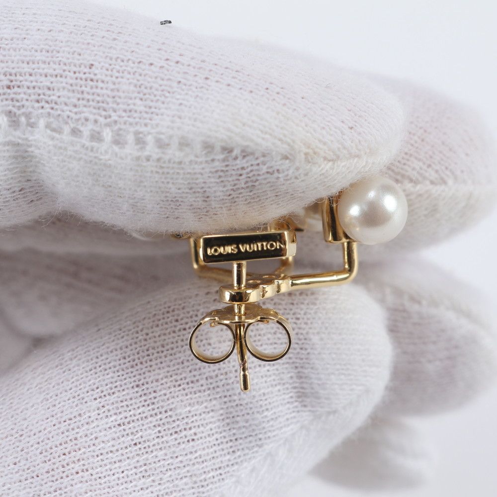 Louis Vuitton Mini Gram Pearl Earrings Gold — view 4