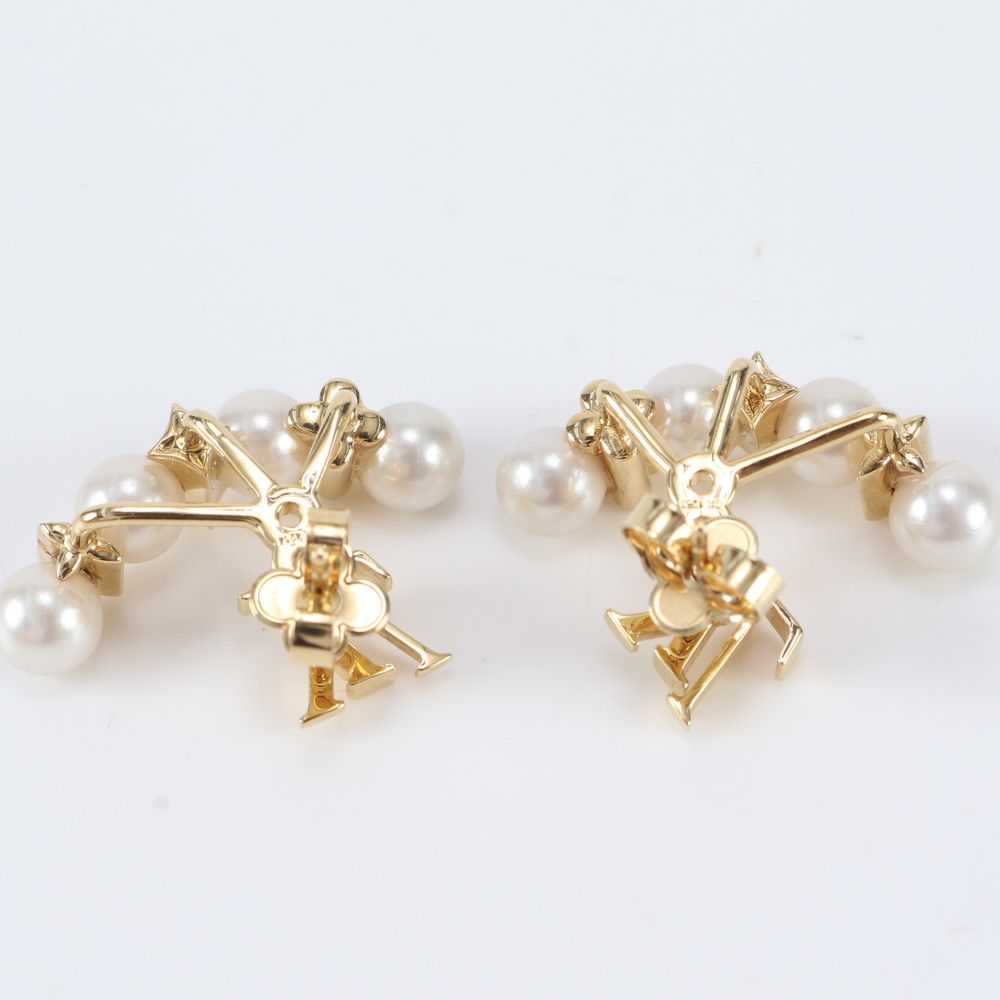 Louis Vuitton Mini Gram Pearl Earrings Gold — view 2