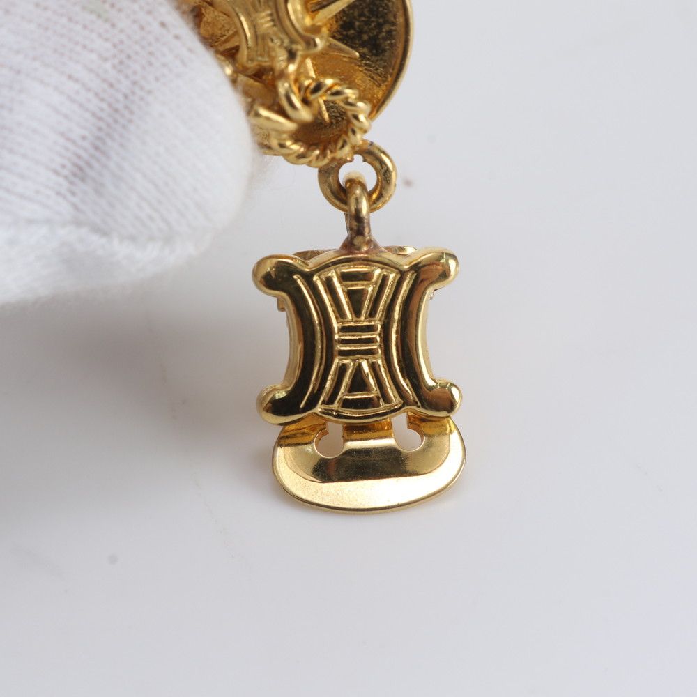 Celine Triomphe Swing Earrings Gold — view 3