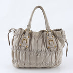 Prada Tessuto Nylon Gathered Leather Tote Shoulder Hand — view 3