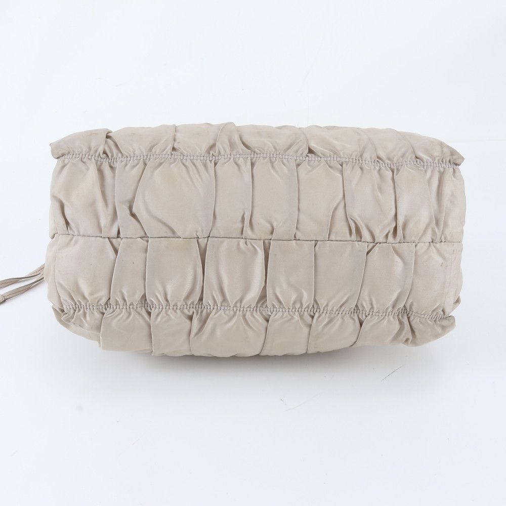 Prada Tessuto Nylon Gathered Leather Tote Shoulder Hand — view 5