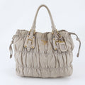 Prada Tessuto Nylon Gathered Leather Tote Shoulder Hand