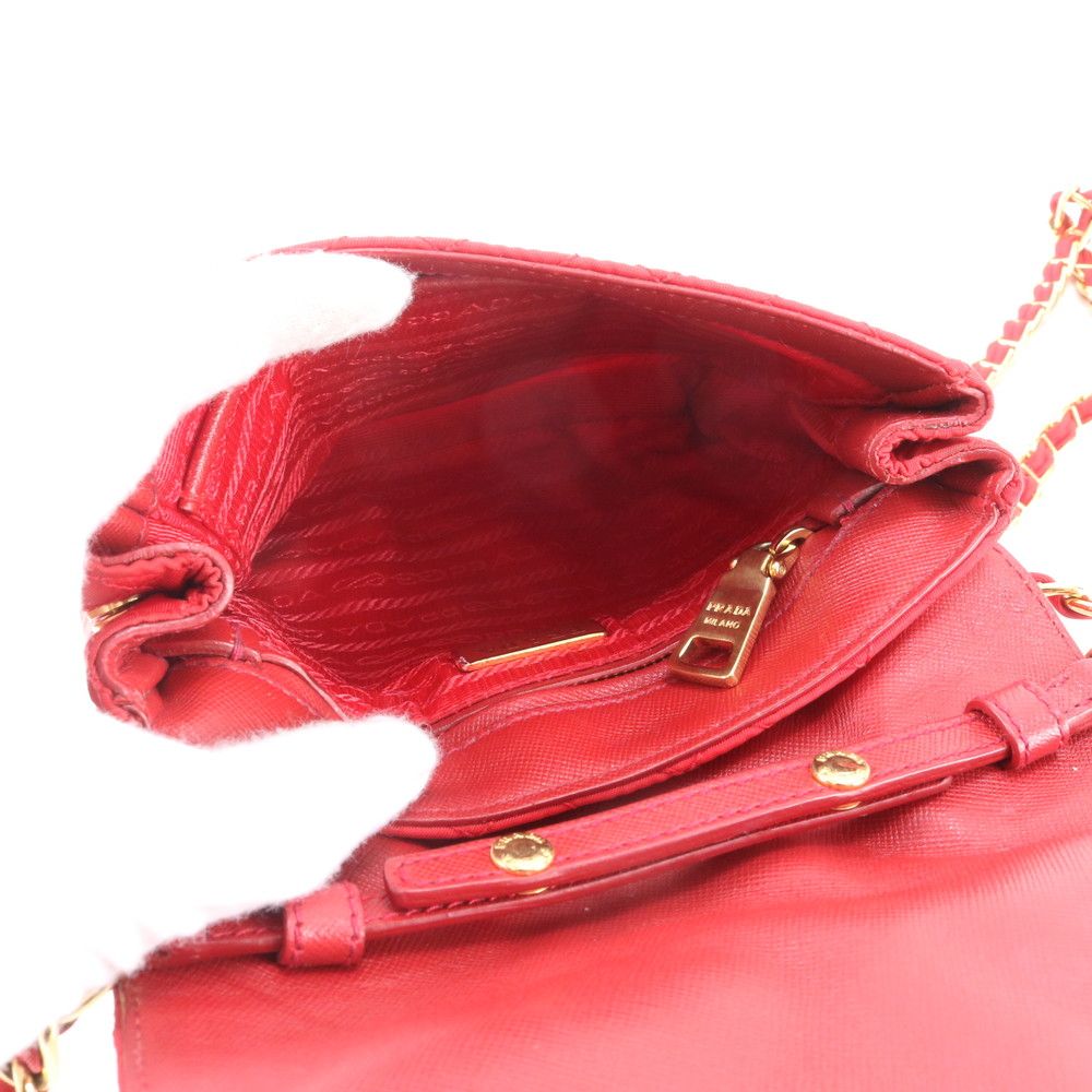 Prada Quilted Chain Shoulder Bag Crossbody Red — view 7