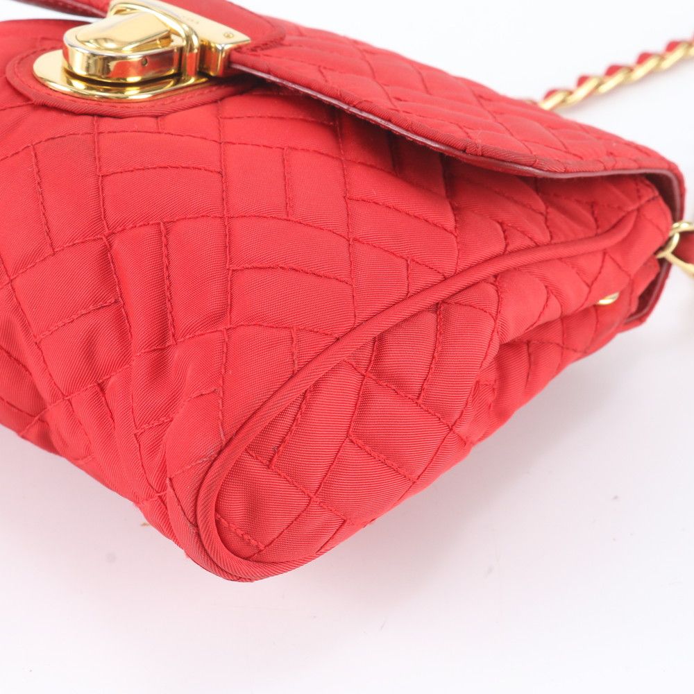 Prada Quilted Chain Shoulder Bag Crossbody Red — view 4