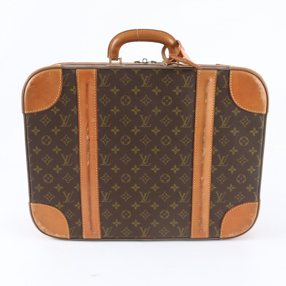Louis Vuitton Monogram Stratos 50 Leather Trunk Hard Case Boston Bag
