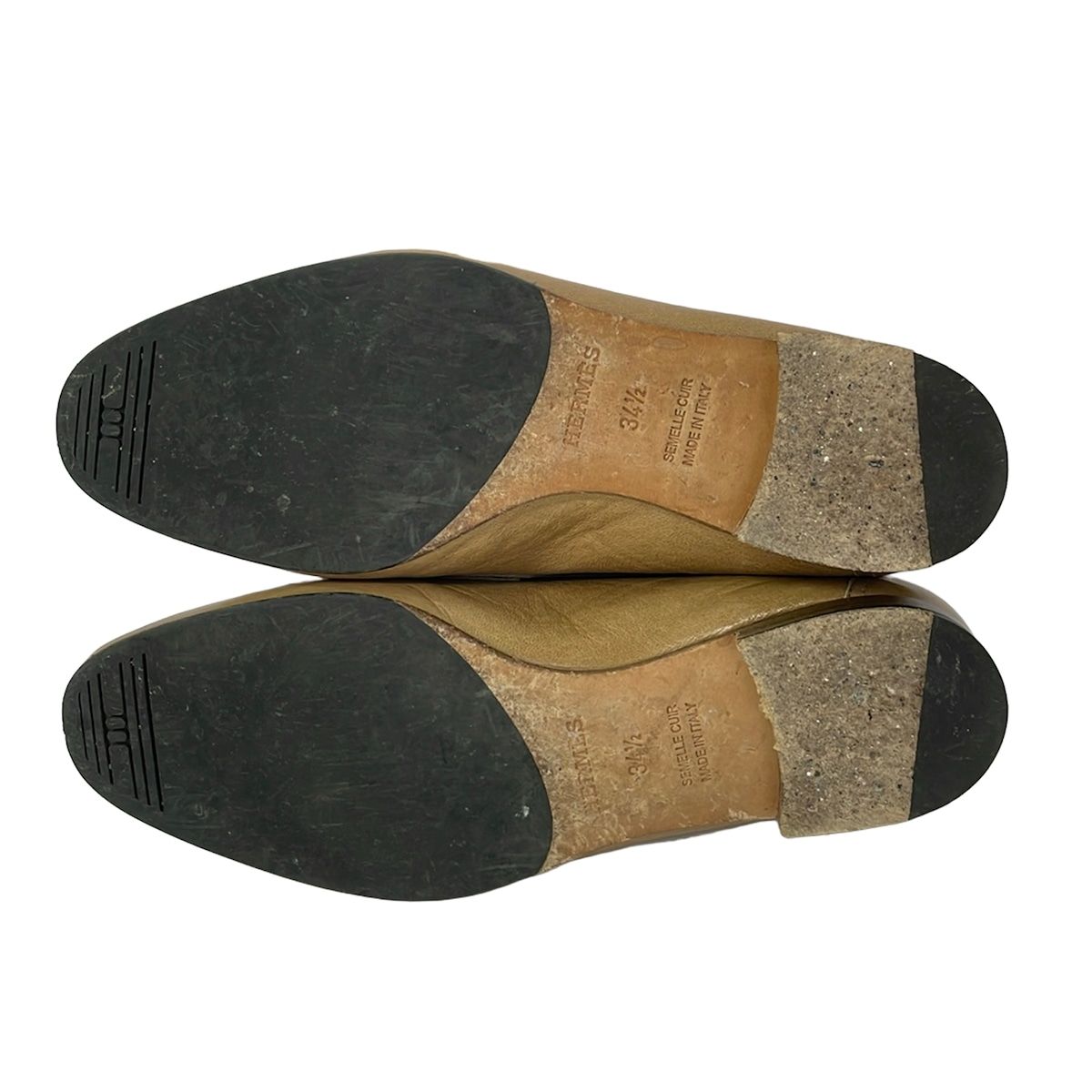 Hermes Loafers 34.5 Beige Silver Leather — view 4
