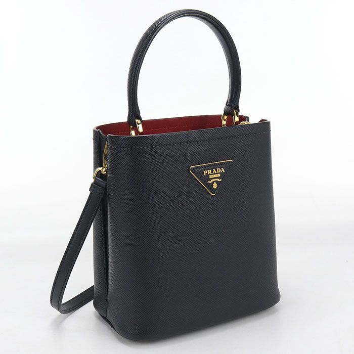 Prada Saffiano Leather Small Bag 2-Way Pannier Handbag Calf