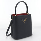 Prada Saffiano Leather Small Bag 2-Way Pannier Handbag Calf